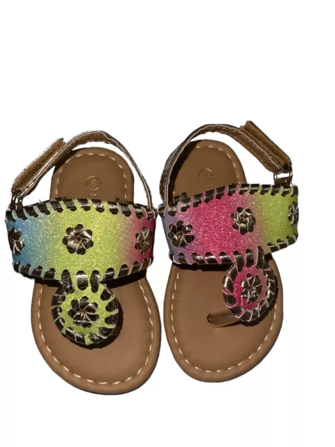 Laura Ashley Toddler Girls Shimmer Sandals Rose Gold Multicolor 2