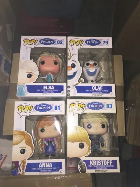 set 4 Funko Pop Disney Frozen ELSA + ANNA + KRISTOFF + OLAF scatole con difetti