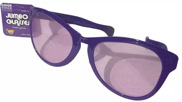 JUMBO PURPLE EYE FRAME GLASSES BIG Lenses Clown Nerd Funny Giant Joke Sunglasses 3