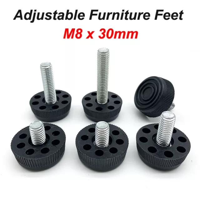 Adjustable Furniture Feet M8 x 30mm Screws Leveling Foot With Without Insert Nut
