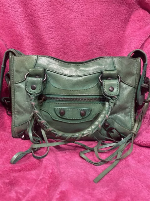 Balenciaga City Green Leather Bag