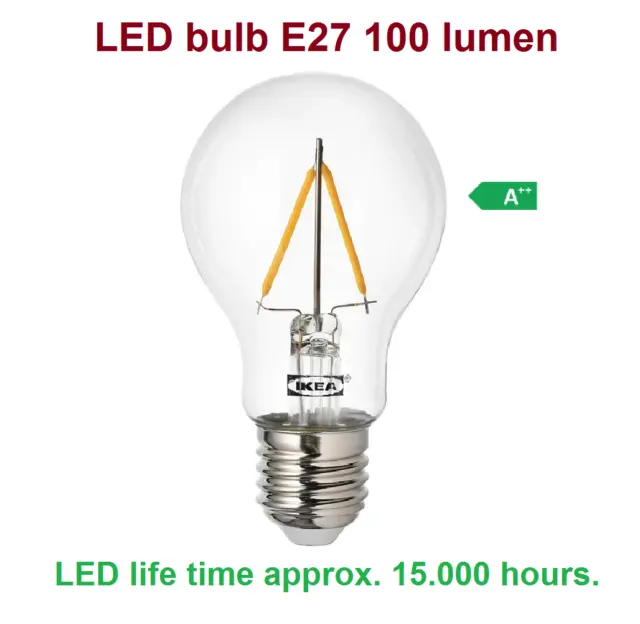 Ikea RYET LED Bulb E27 100 Lumen, Globe Clear 12W 100 LM Warm White Light Bulb