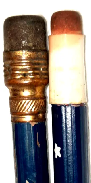 Pair of "U. S. A. - 1812" Pencils, 1-PLASTIC FERRULE & 1-OVERSIZED ERASER