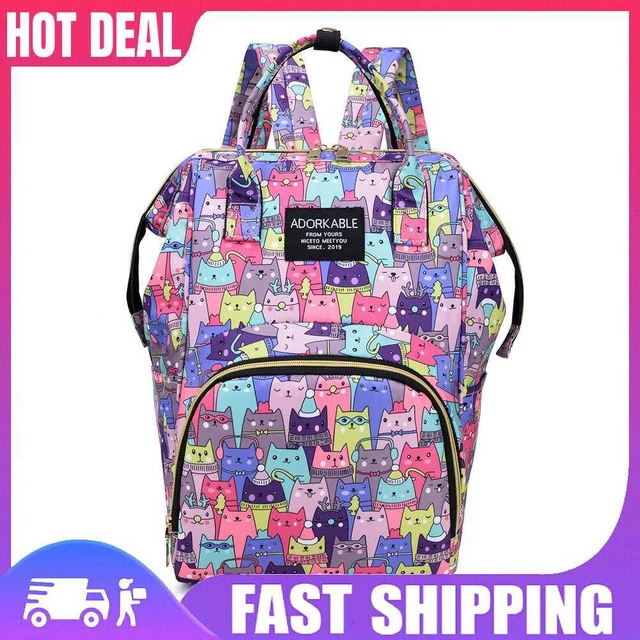 Fashion Women Printing Mummy Diaper Bag Nappy Large Handbag (Color Cats)