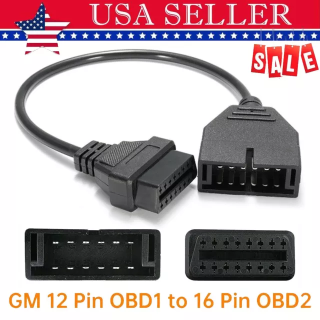 GM 12 Pin OBD1 to 16 Pin OBD2 Convertor Adapter Cable For Diagnostic Scanner US