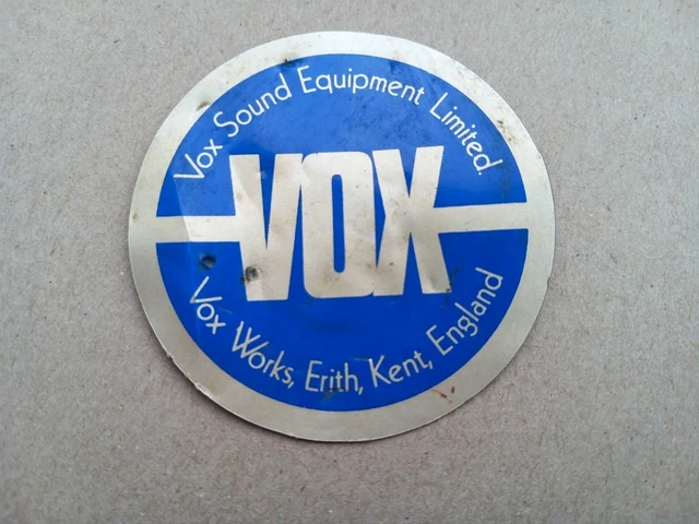 Vintage Speaker Label.....Late 1960's era.....Vox Sound Equipment Limited....