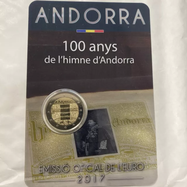 pièce 2 euros commémorative ANDORRE 2017.  100 Ans de l hymne