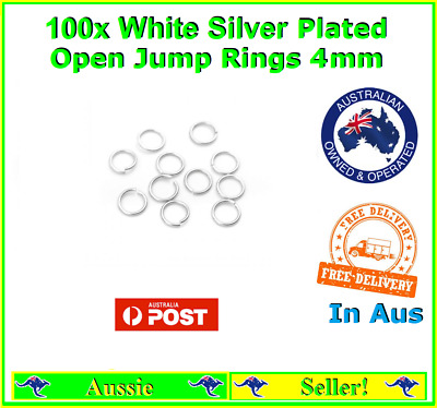 100x White Silver Plated Split Open Jump Ring Rings 4mm x 0.6mm Link