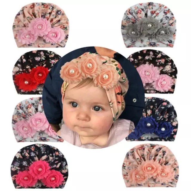 Neugeborenen Weich Bedruckte Mütze Blume Perle Beanie Mütze Elastische Baby 。