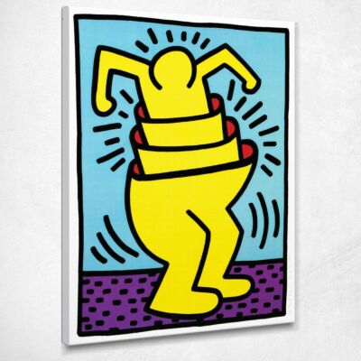 50x30 cm Esame Retrospettivo Haring Quadro su Tela Khr016 Alta qualità Certificata Fine Art Giclée Fatto in Italia 