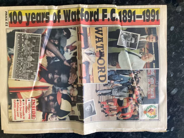 Watford FC 1891-1991 Centenary Newspaper