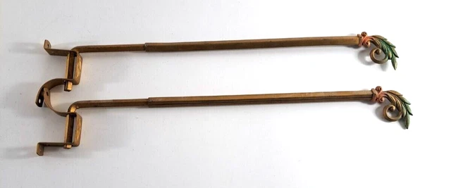 Antique Curtain Rods Swing Arm Art Deco Palm Fronds Ornate Adjustable 1920s 2
