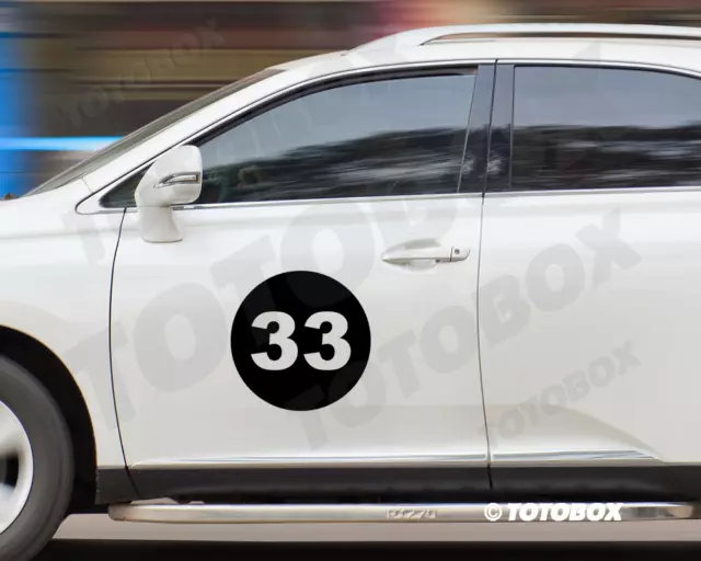 2X CUSTOM RALLY Racing Number Circle Decal Auto Car Race Sport Sticker