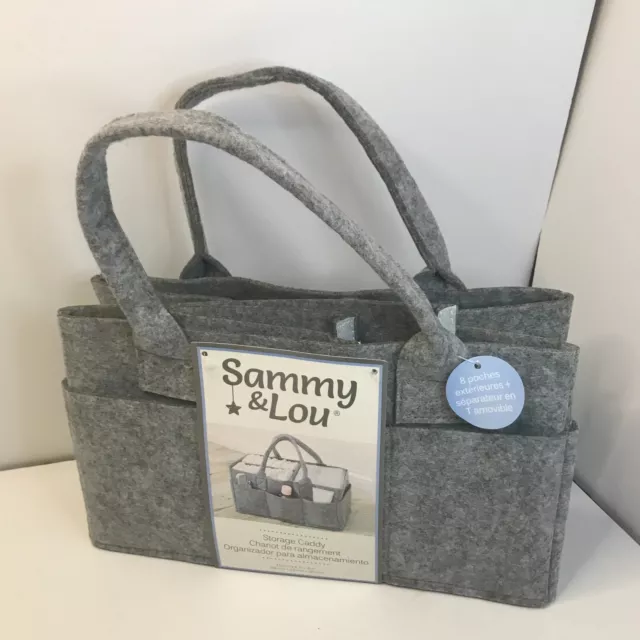 Sammy & Lou Storage Caddy Baby Diapers Grey New Organizer Felt