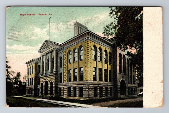 Sharon PA- Pennsylvania, High School, Antique, Vintage c1907 Postcard