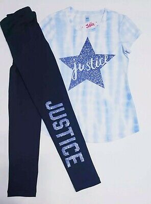 Justice Girl's Size 10 Tie-Dye Shirt & Logo Leggings Set Blue:  NWT