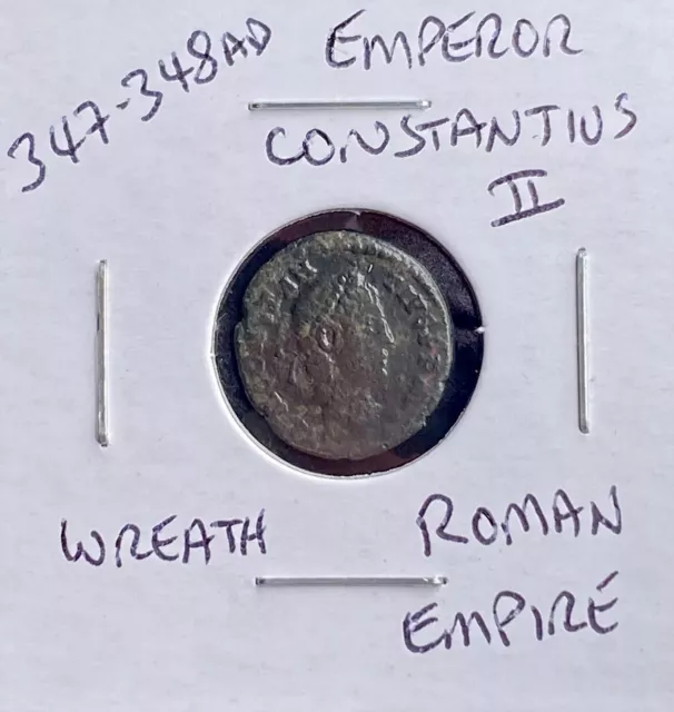 Authentic Ancient Roman Coin 347-348 AD Constantius II Genuine Wreath Reverse