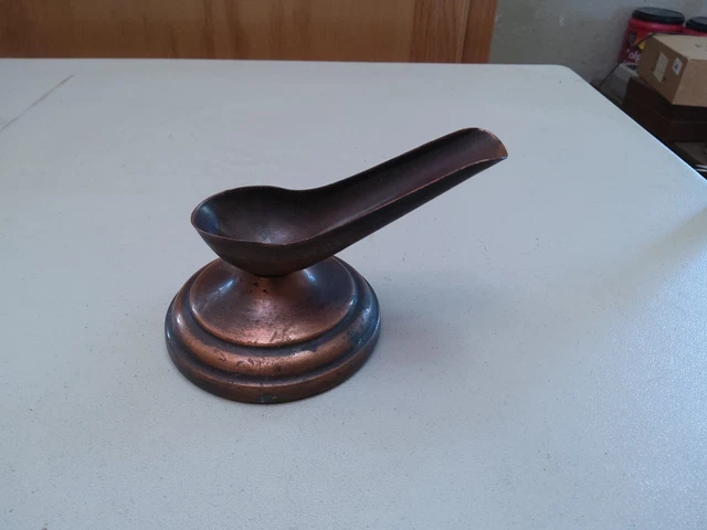 Vintage Metal Tobacco Pipe Rest Copper Finish Round Base