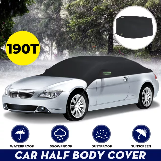 Sedan Car Half Body Cover Sunscreen Waterproof UV Snow Resistant Sun Shade Cover