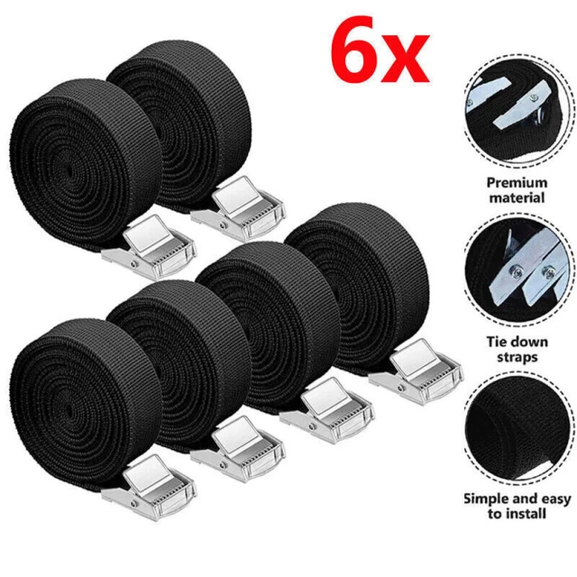 Ratchet Straps With Double Hooks, 2 X 800KG 6M Heavy Duty Ratchet Strap,Tie Down Strap With Cam Buckle For Car Roof Rack Surfboard Kayak Vans Motorcycle Luggage