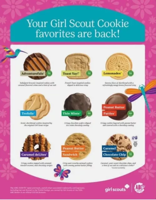 12 PKG OF 2025 Girl Scout Cookies Chose your own FREE SHIPPING! 79.50