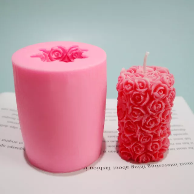 3D Rose Flower Candle Silicone Mold DIY Gypsum Mould Shape Silicone Soap MoNWZ8