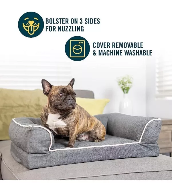 Dog Bed Medium 28" X 21" Cozy Couch Pet Sofa Cushion Removable Cover Gray