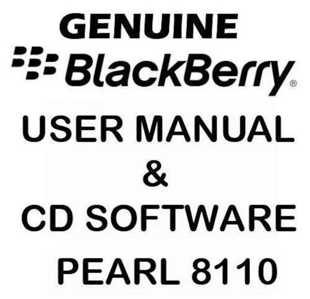 Original Blackberry Pearl 8110 Handbuch & CD Software NEU