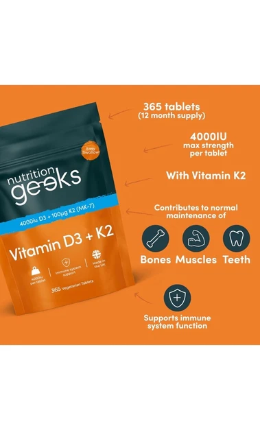 VITAMIN D3 4000 Iu & Vitamin K2 MK7 100ug 1 Year Supply 365 Easy Swallow UK £13.41 - UK - View #5