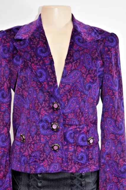 D&G Purple Floral Velvet Blazer Long Sleeve Jacket Size 44 / 6 US On Sale jf