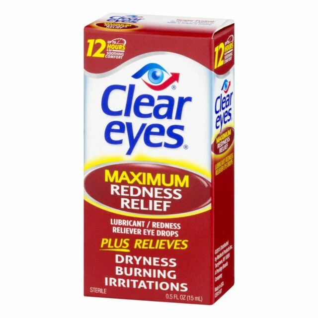3 CLEAR EYES MAXIMUM Redness Relief Eye Drops 0.5 fl oz EXP 12/2025