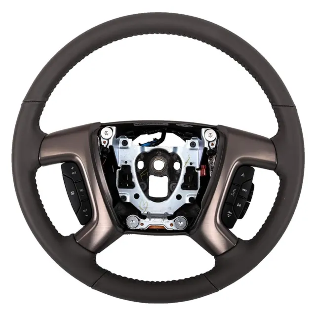 For GMC Sierra 3500 HD 09-10 Steering Wheel 4-Spoke Dark Titanium Leather