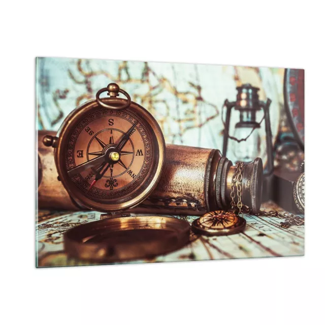 Impression sur Verre 120x80cm Tableaux Compas T�lescope Aventure Antiquit�s