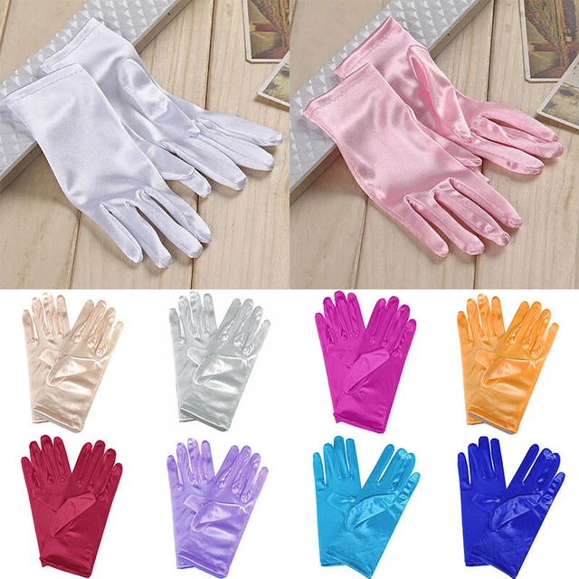 Satin Full Finger Etiquette Mittens Gloves Costume Performance Stage Gloves