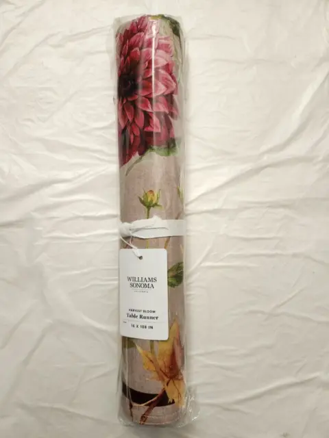 NWT ! Williams Sonoma Harvest Bloom Table Runner 16”x108” Multicolor - Free Ship