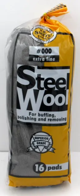 H.B. Smith Tools Steel Wool Extra Fine Superior Grade #000 16 pads