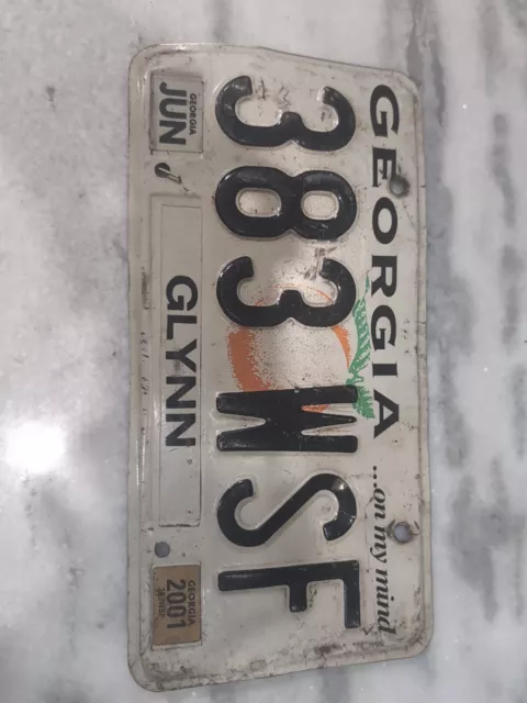 2001 Georgia Glynn County "...On My Mind" License Plate 383 WSF Expired