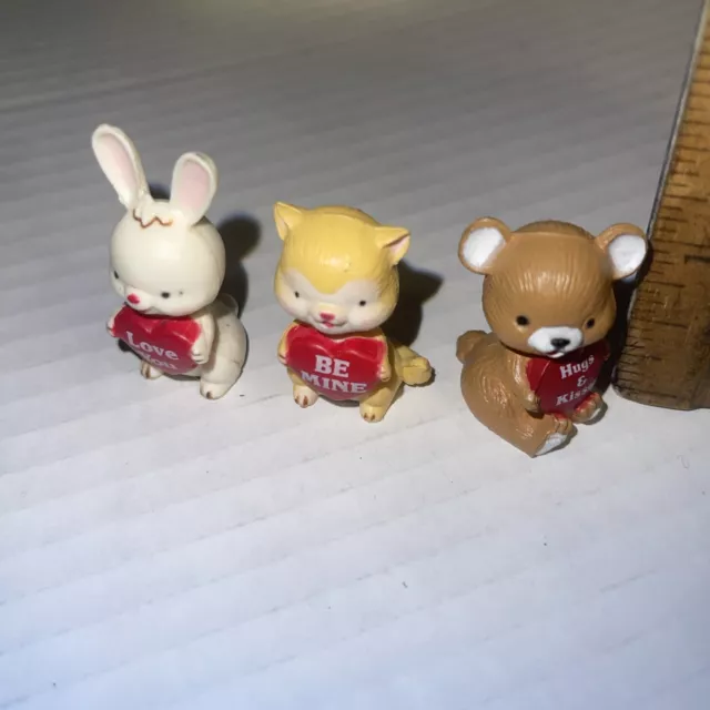 Russ Berrie Valentines Day Miniatures, Bunny , Raccoon , Bear VINTAGE