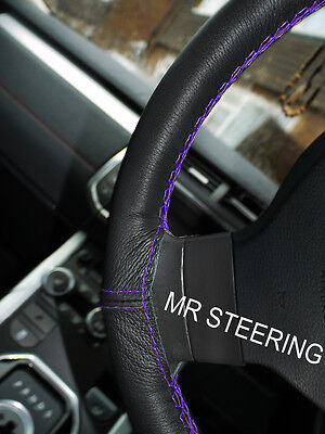 Fits Fiat Doblo Mk1 00-09 True Leather Steering Wheel Cover Purple Double Stitch