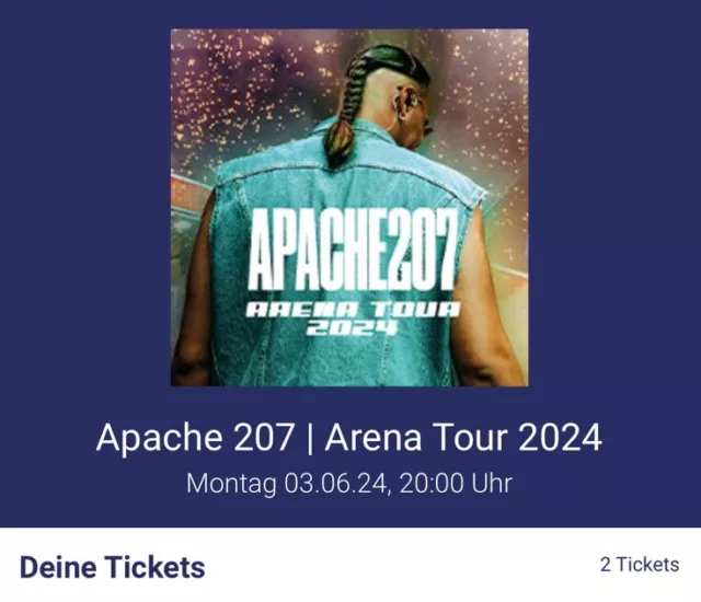 Apache 207 Tickets Hamburg 2 Karten Arena Tour Mo, 03.06.2024 Barclays Innenraum
