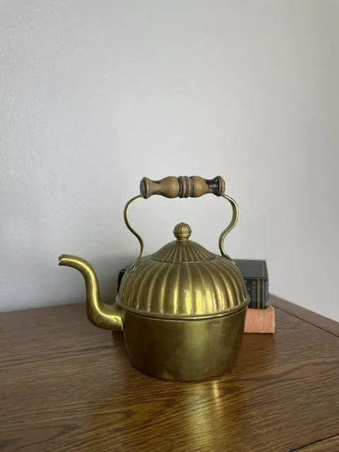 Vintage Brass Teapot Kettle with Lid Handle Home Decor Kitchen