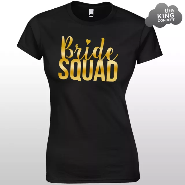 Novia Squad Camiseta Despedida de Soltera Equipo Negro Oro Mujer Fiesta Top