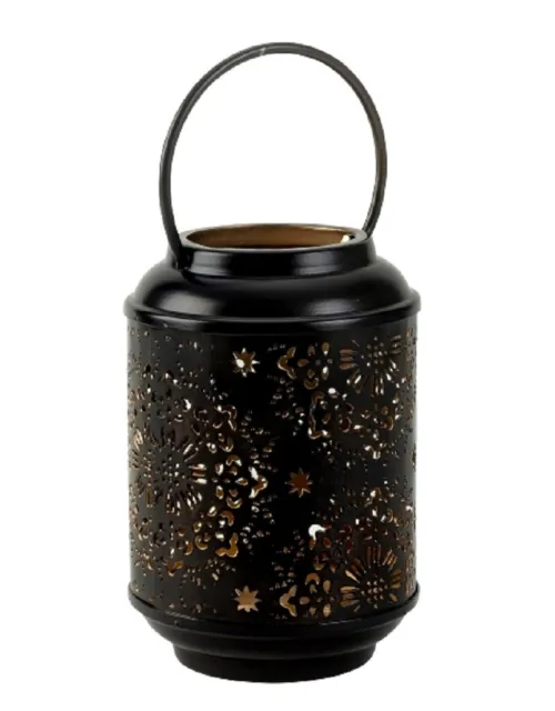Laterne Windlicht Teelichthalter modern Schwarz Gold Kerzenhalter Deko