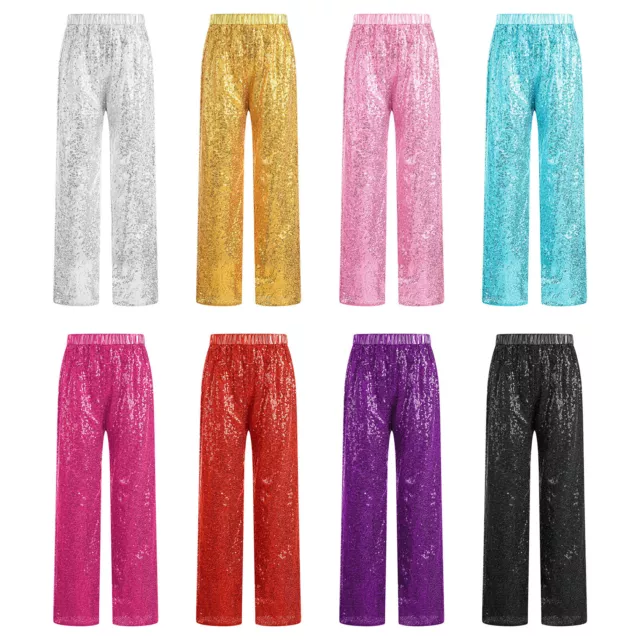 Kids Girls Pants Sparkling Trousers Competition Dance Active Streetwear Jazz