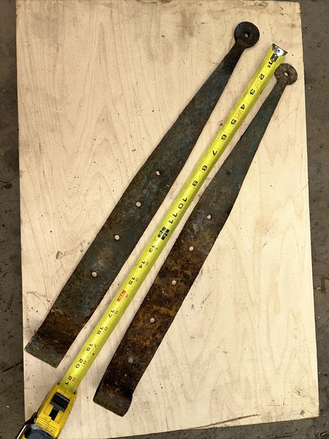Antique 20” Strap Barn Door Hinges Blacksmith Forged Wrought Iron Pair Set