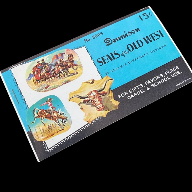 VTG DENNISON DIECUT Seals of the Old West Stickers 36 seals 6 Designs