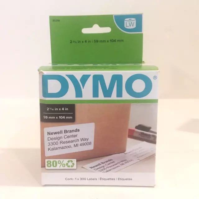 Genuine DYMO 30256 LW Large White Shipping Labels 2 5/16 x 4" 300/Roll