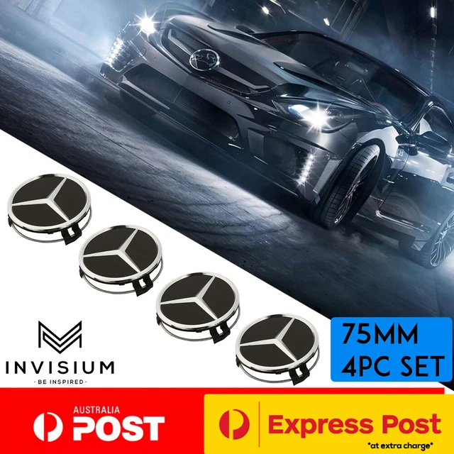 4X 75MM BLACK Wheel Centre HUB CAPS Badge for Mercedes Benz AMG C E S ...