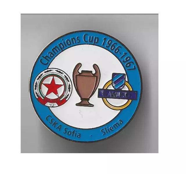 football pin badge CSKA Sofia Bulgaria - Sliema Malta 1966-1967 #3