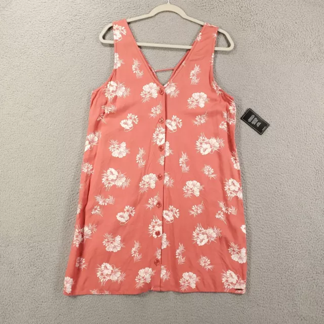 New Volcom Dress Womens Large 10 Floral Mini Shift Button Tank